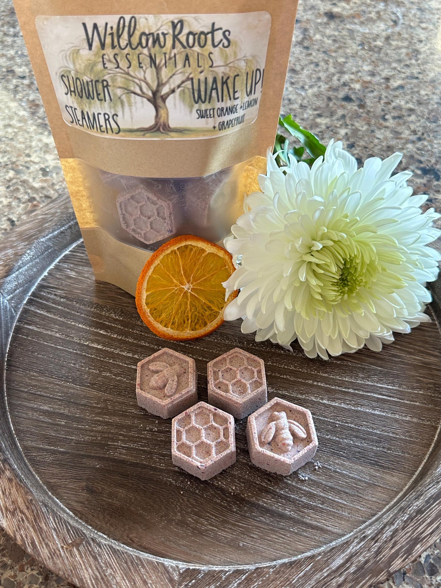 Organic mini shower steamers - 8 pack gift boxes & 6 oz bags w/ steamer dish option