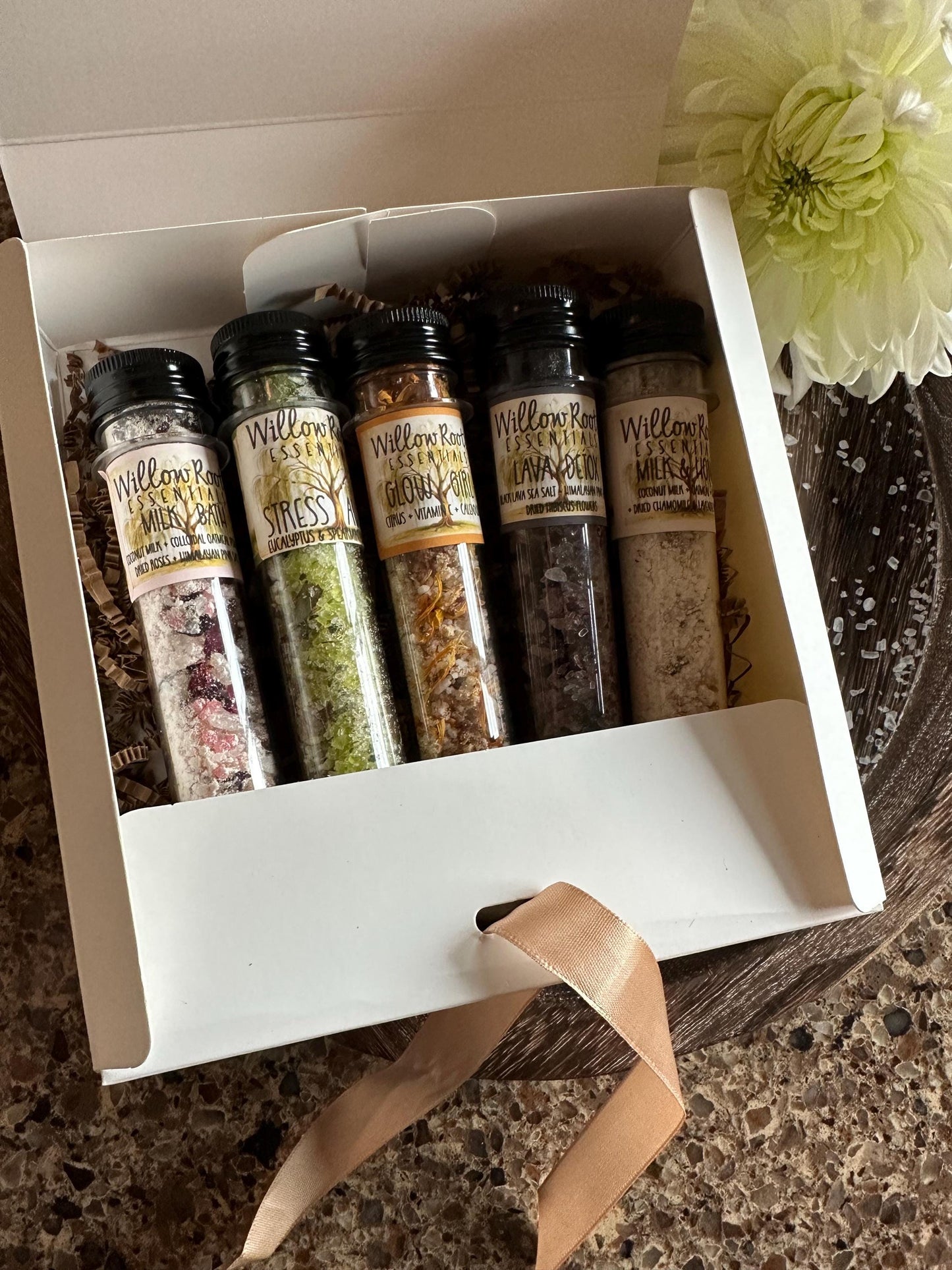 Organic natural bath salt tube gift set