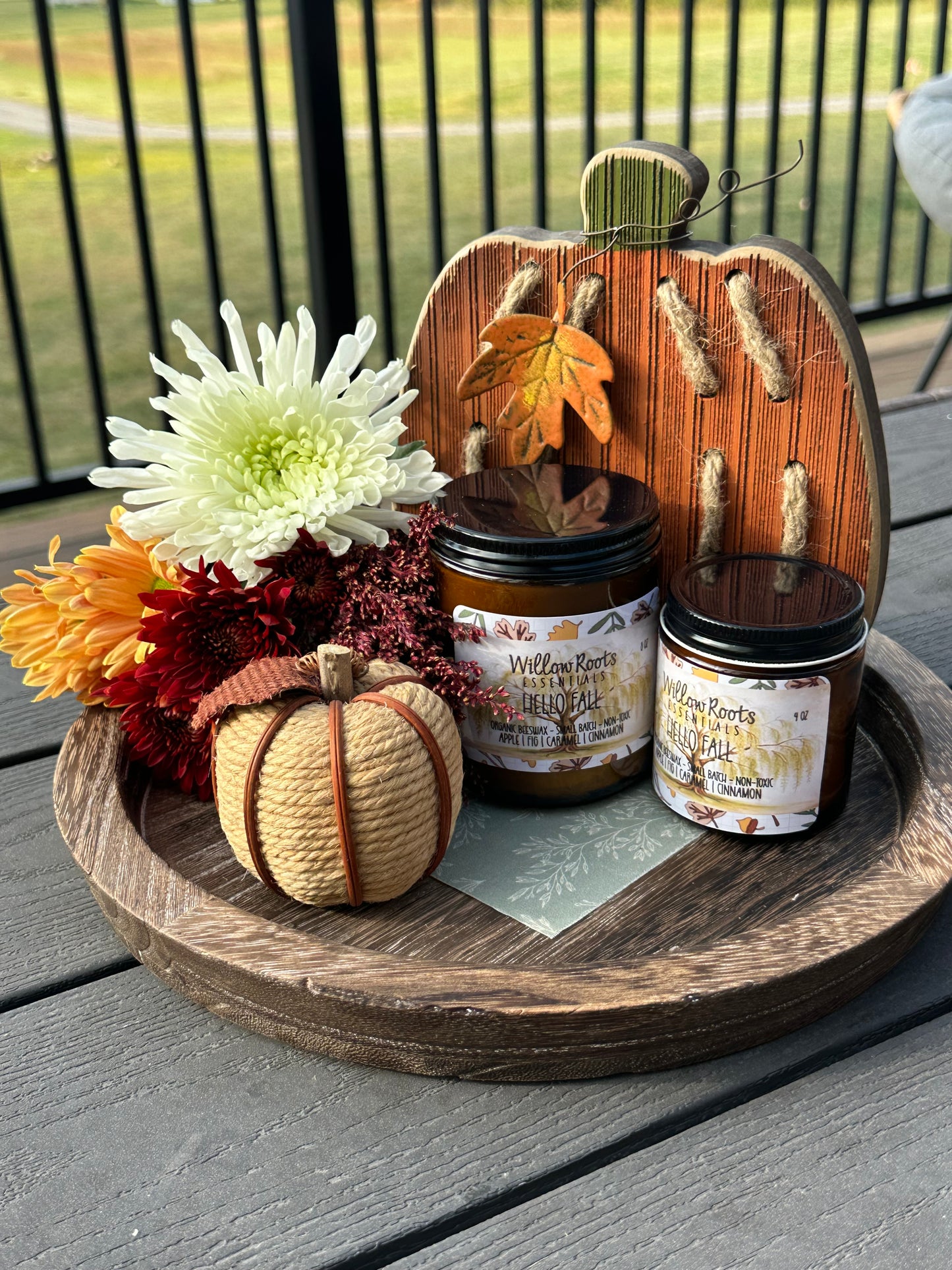 Pure Organic Beeswax Candle - Clean ingredient, non-toxic candles - wax bee, leaf, pumpkin, & flower charms - NEW FALL CANDLES