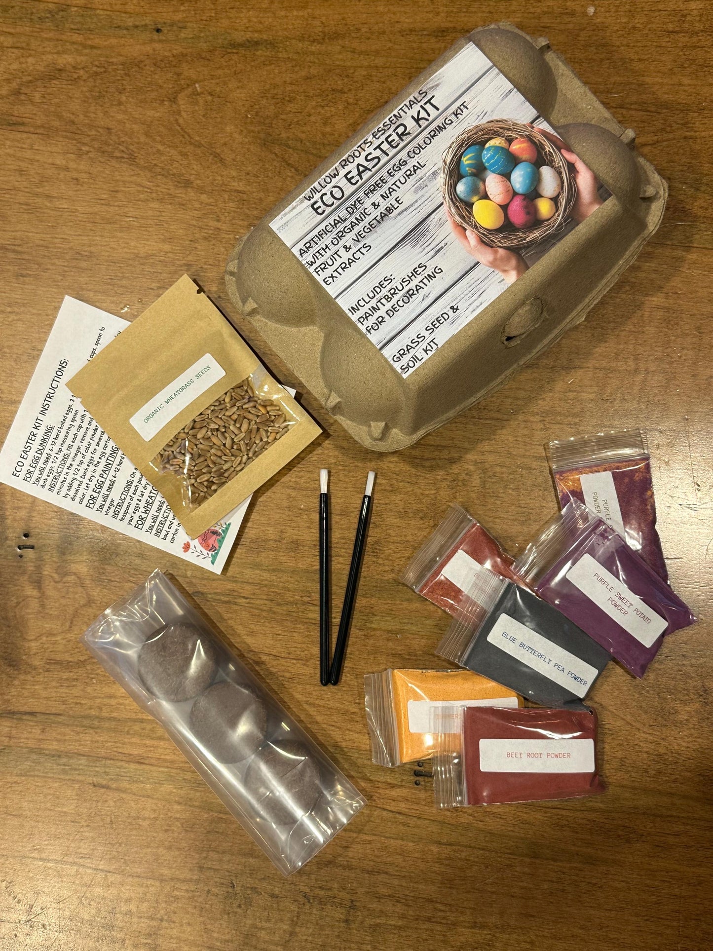 Organic & artificial dye free Easter egg coloring/dye kit with bonus Easter grass kit!