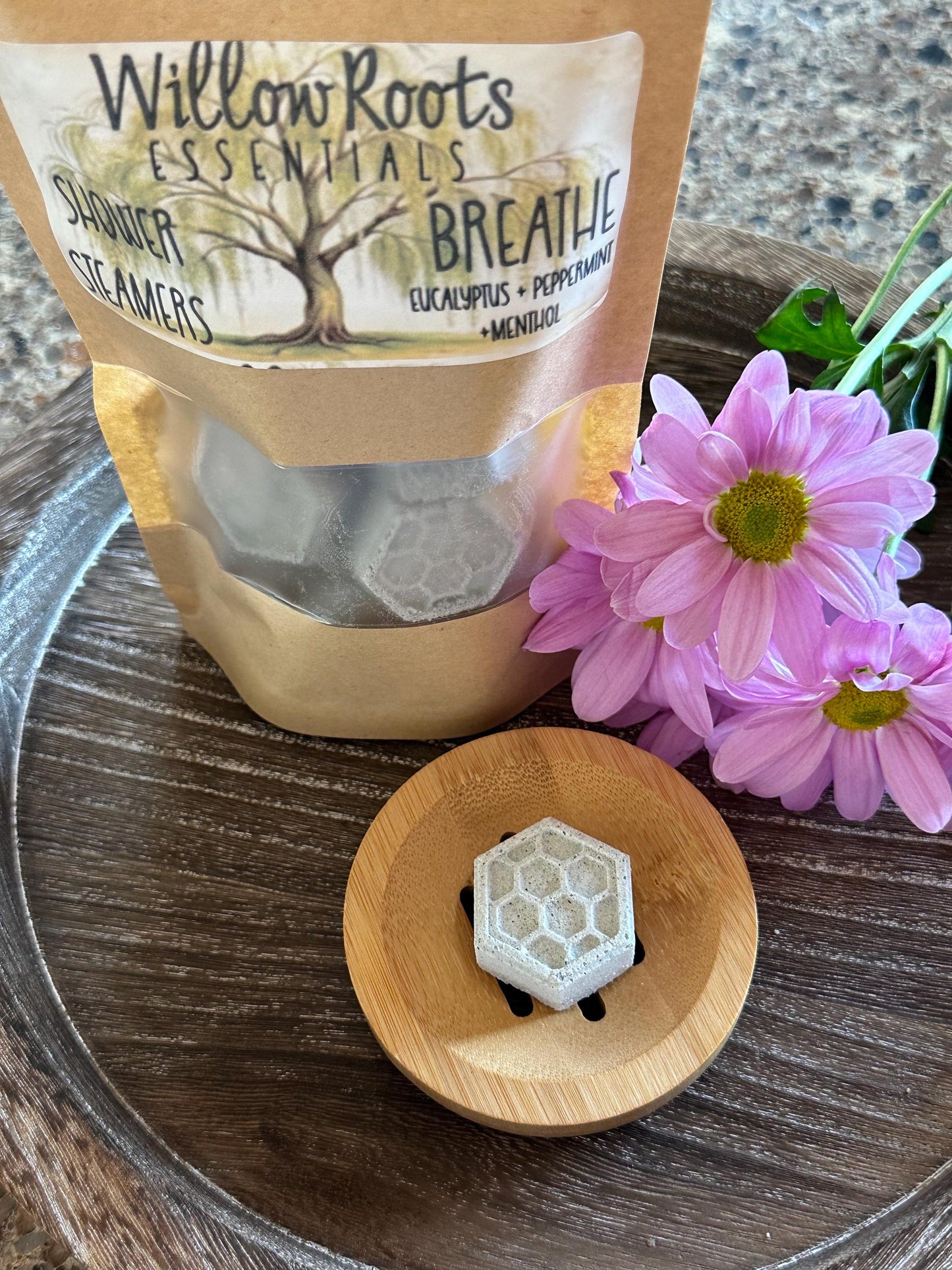 Organic mini shower steamers - 8 pack gift boxes & 6 oz bags w/ steamer dish option