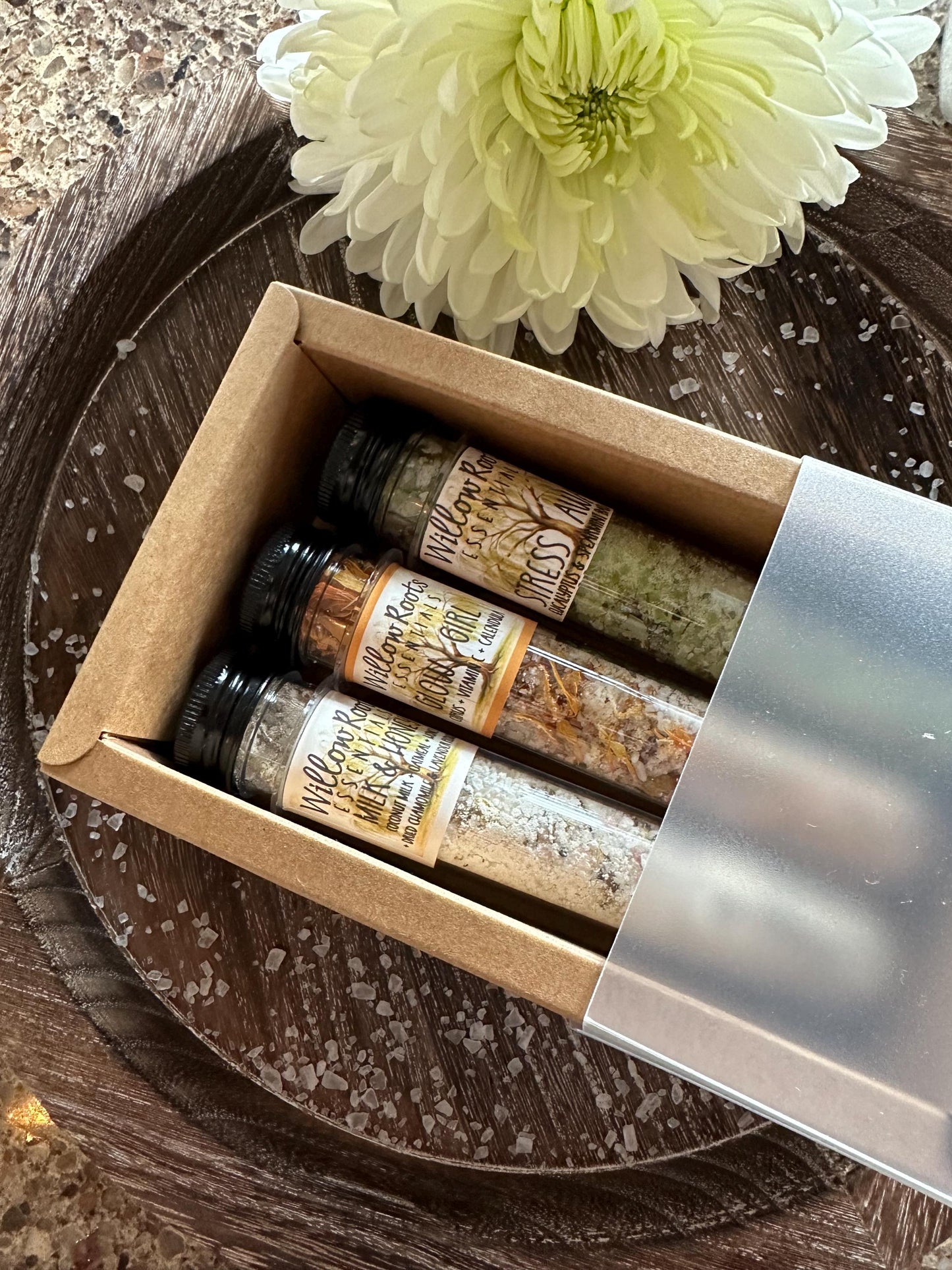 Organic natural bath salt tube gift set