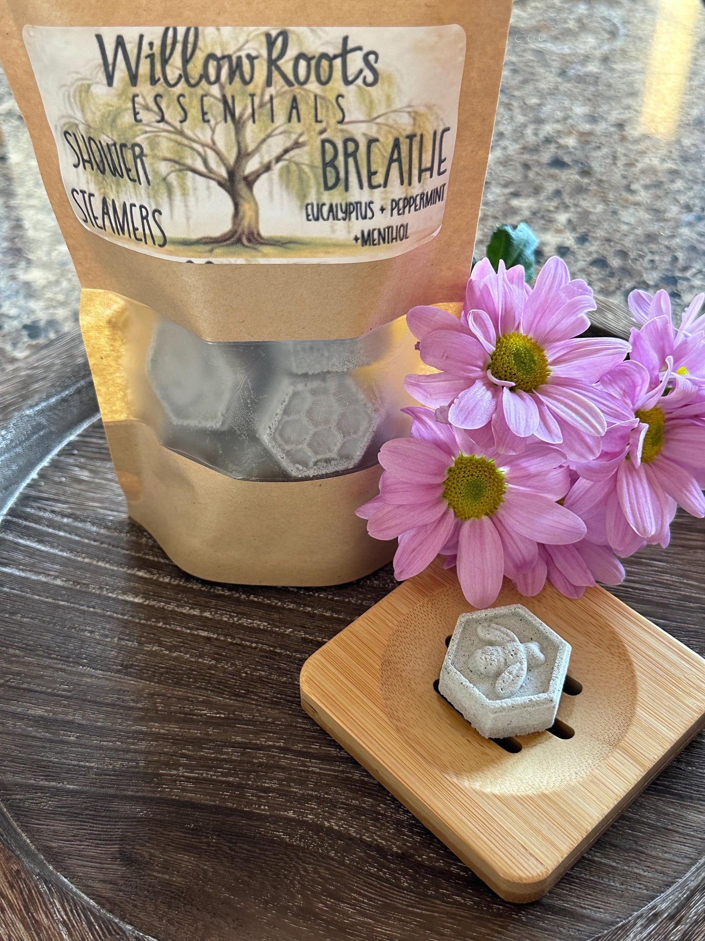 Organic mini shower steamers - 8 pack gift boxes & 6 oz bags w/ steamer dish option