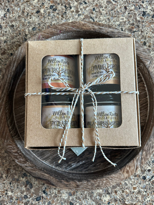 Pure Organic Beeswax Candle Fall Gift Box Set of 4 (4oz) candles of your choice - Clean ingredient, non-toxic candles - NEW FALL CANDLES