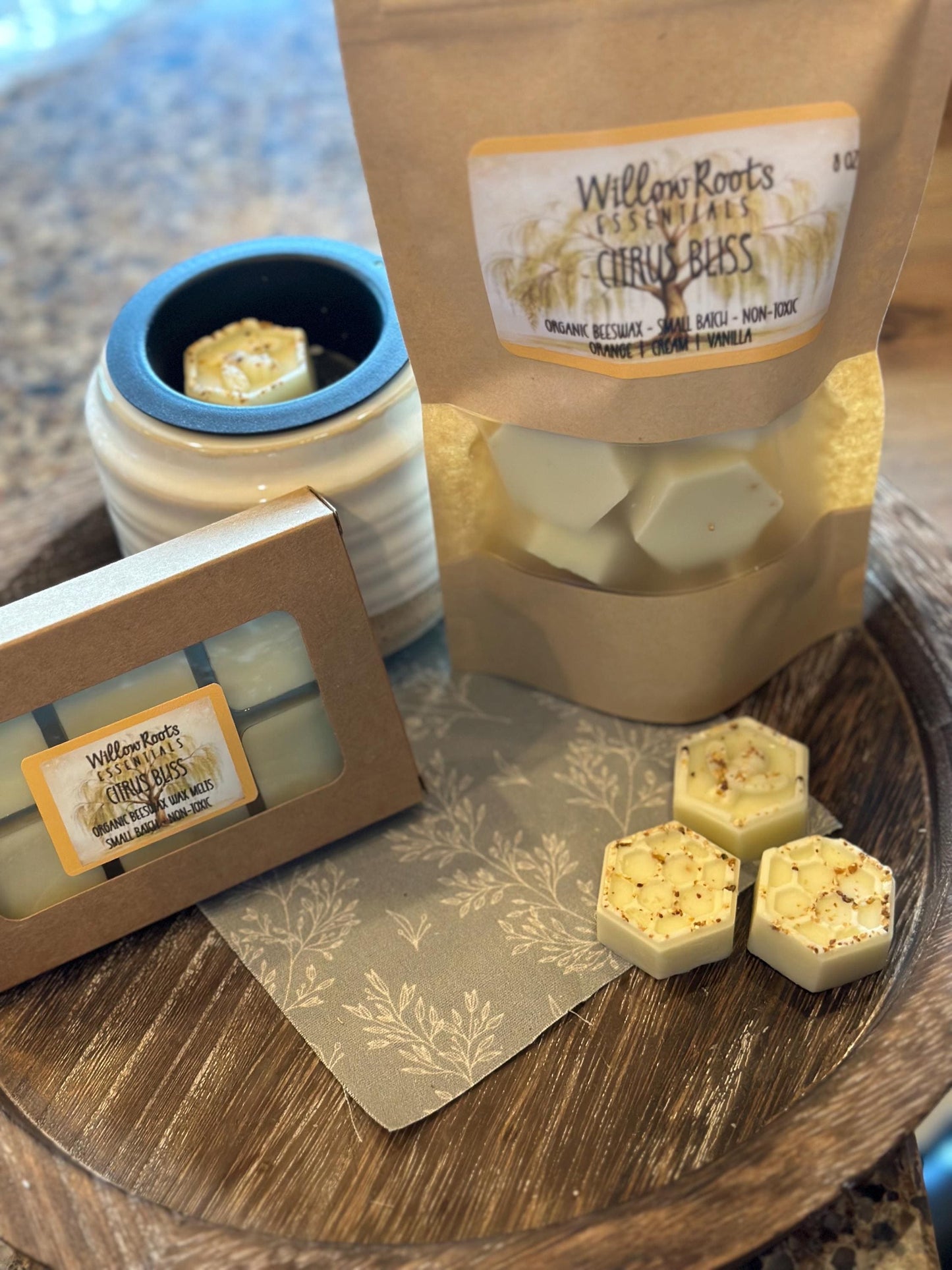 Organic beeswax wax melts made with pure organic ingredients