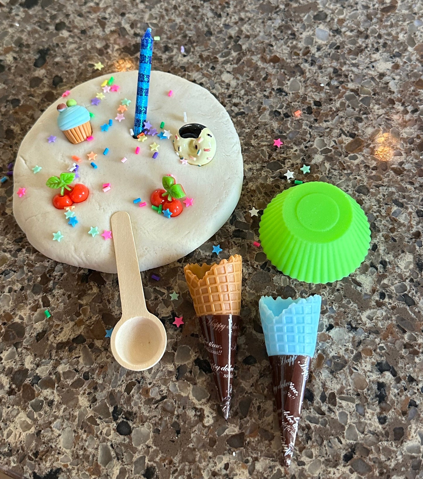 Organic Playdough sensory jar - BIRTHDAY create & decorate a cupcake/ice cream theme