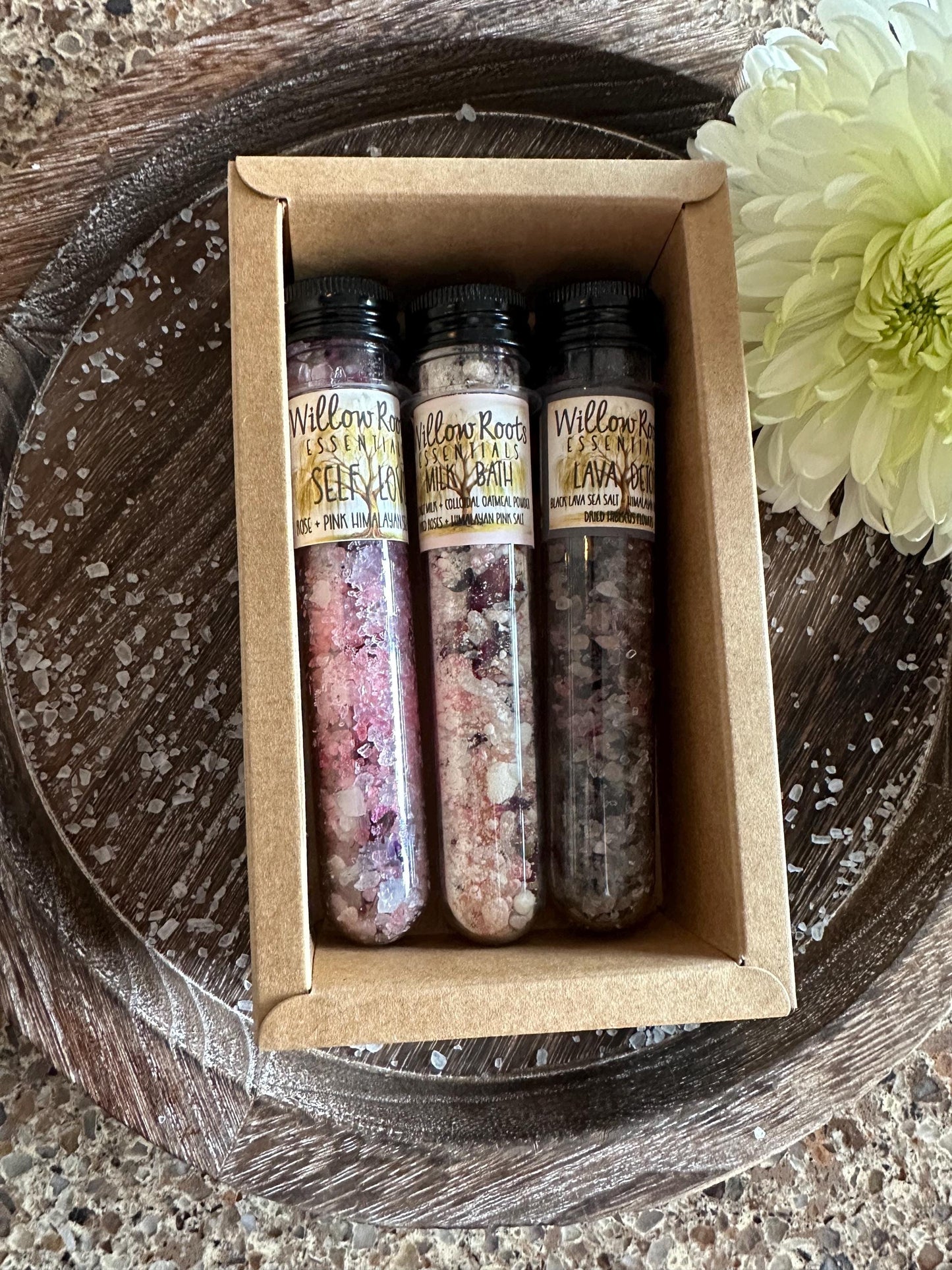 Organic natural bath salt tube gift set