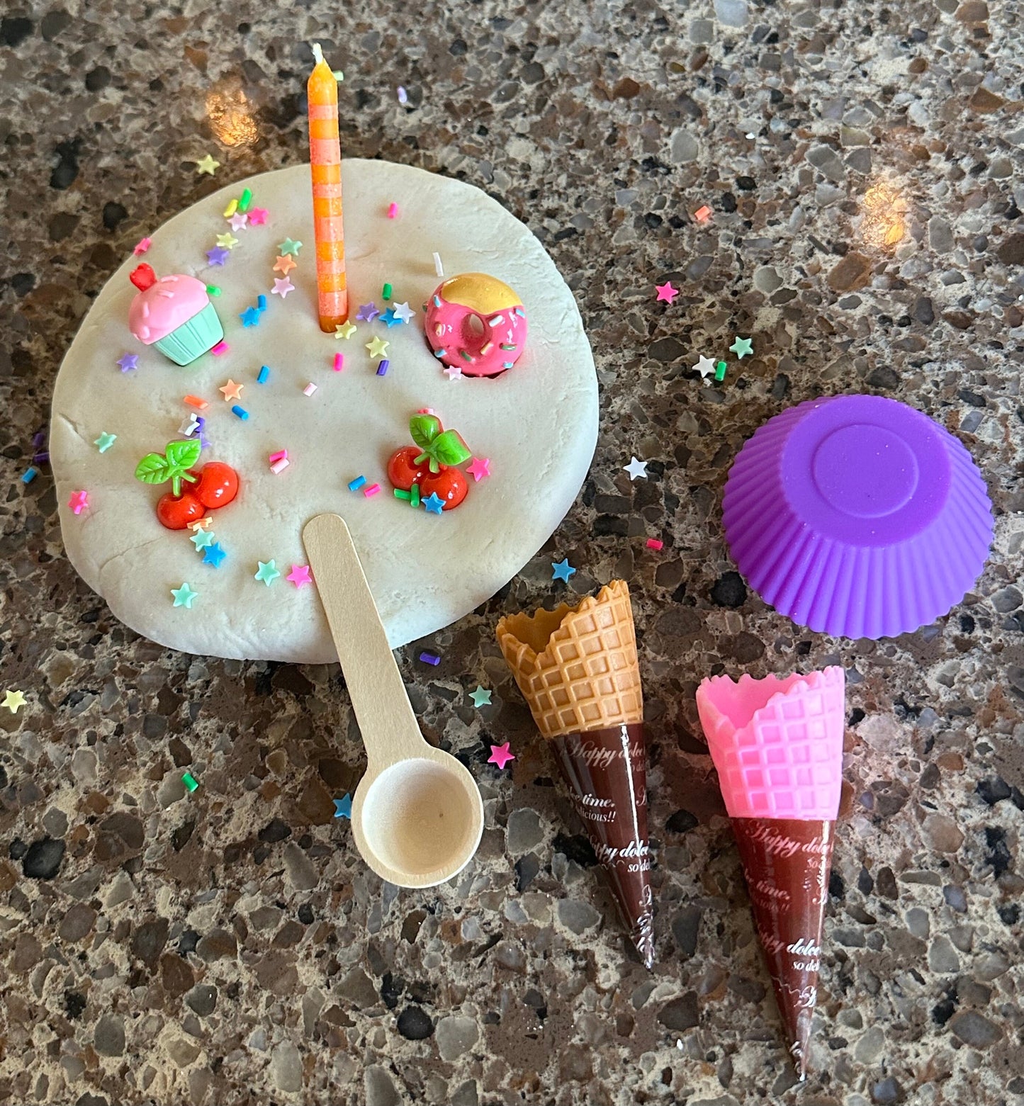 Organic Playdough sensory jar - BIRTHDAY create & decorate a cupcake/ice cream theme