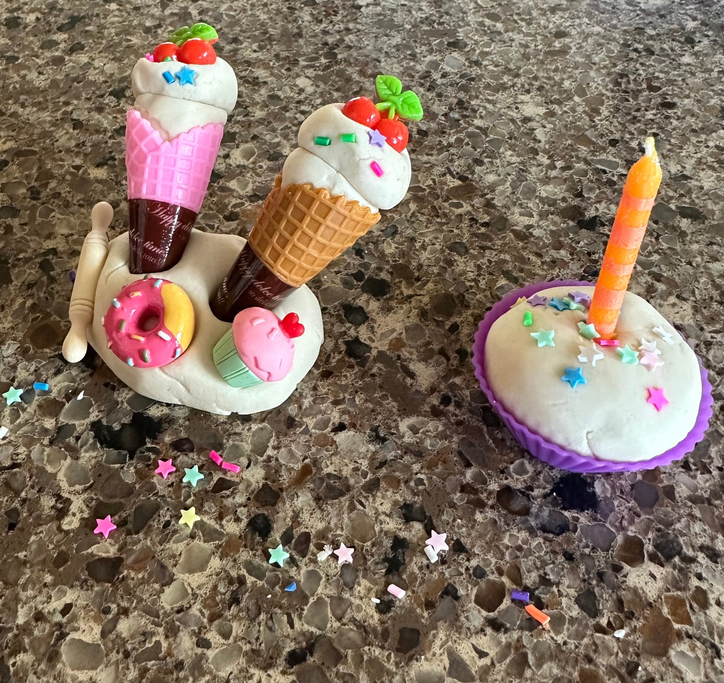 Organic Playdough sensory jar - BIRTHDAY create & decorate a cupcake/ice cream theme