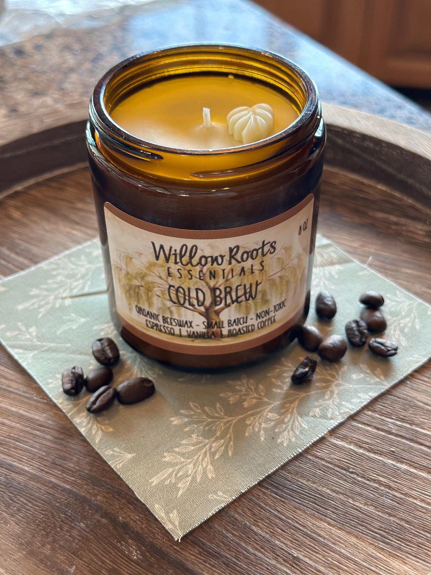 Pure Organic Beeswax Candle - Clean ingredient, non-toxic candles - wax bee, leaf, pumpkin, & flower charms - NEW FALL CANDLES