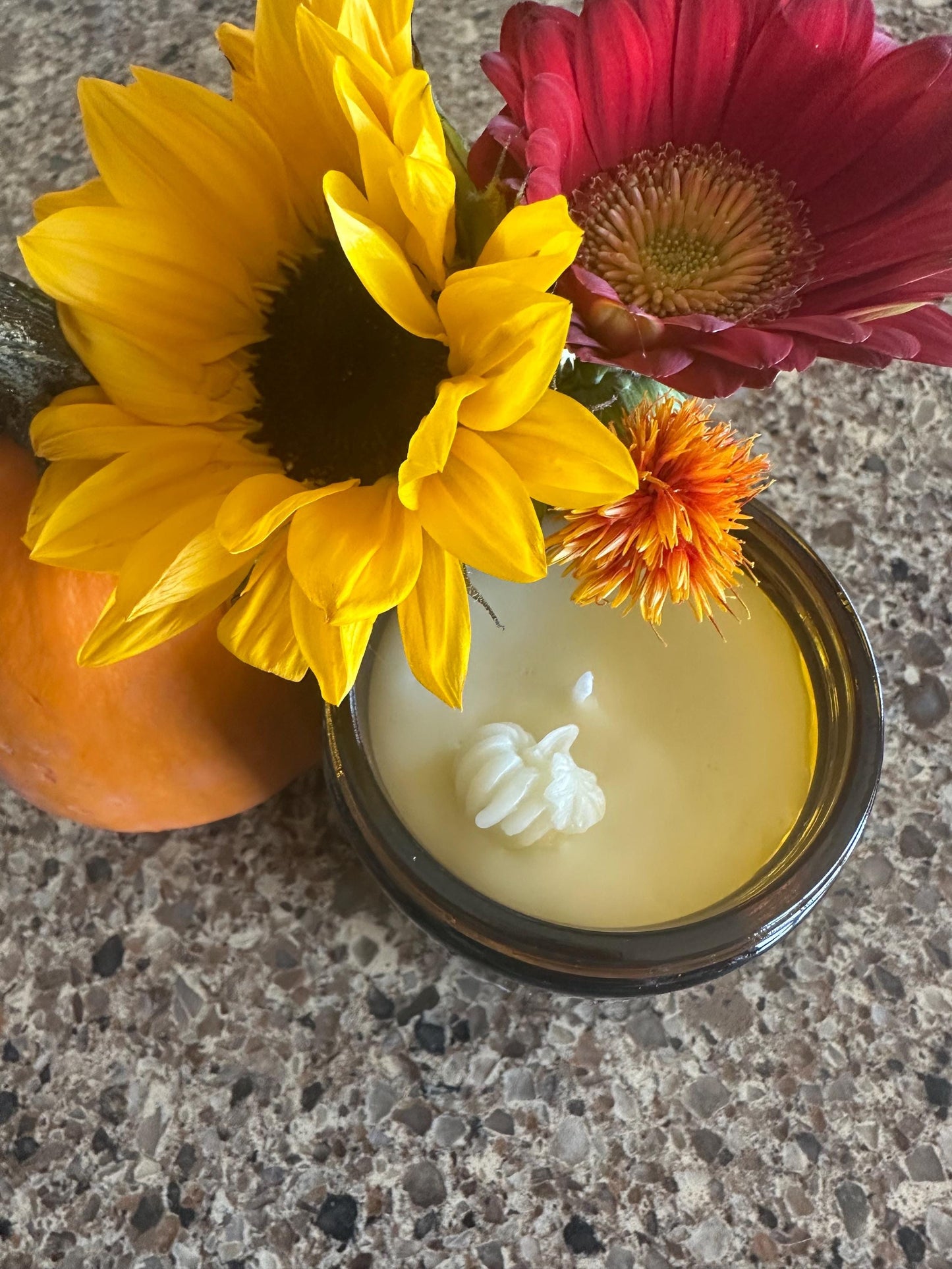 Pure Organic Beeswax Candle - Clean ingredient, non-toxic candles - wax bee, leaf, pumpkin, & flower charms - NEW FALL CANDLES