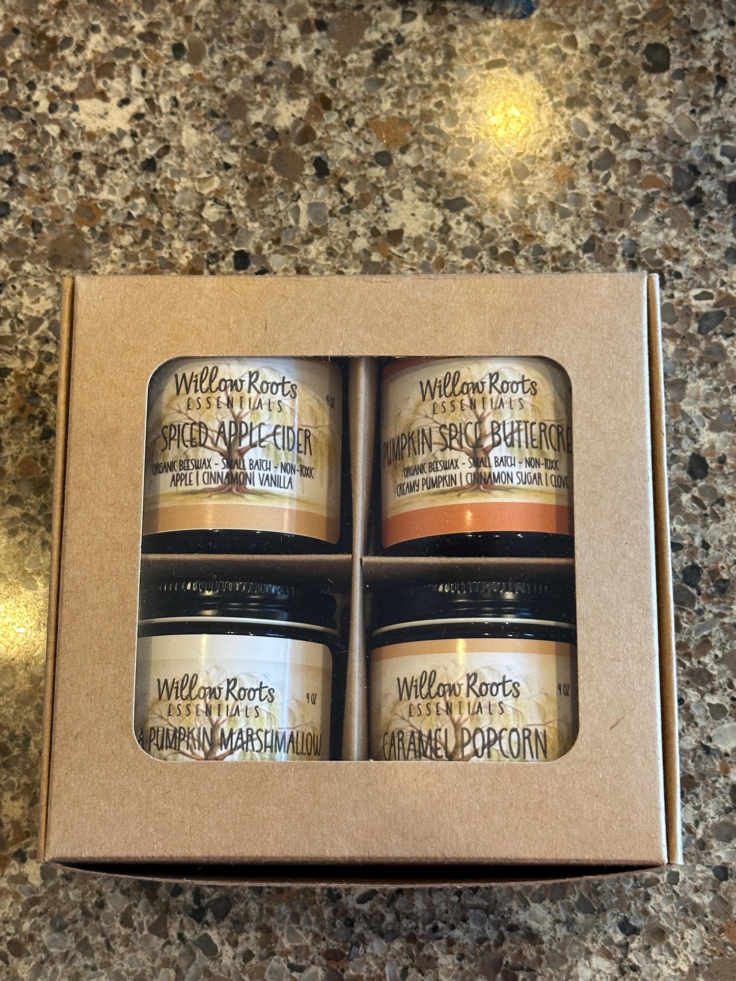 Pure Organic Beeswax Candle Fall Gift Box Set of 4 (4oz) candles of your choice - Clean ingredient, non-toxic candles - NEW FALL CANDLES